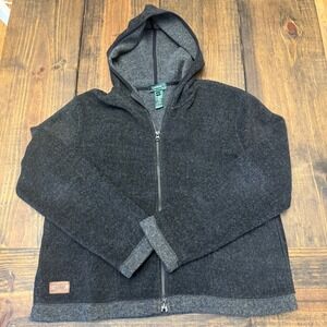 Lauren Ralph Lauren Women's Charcoal Gray Full Zip Hoodie Fleece Jacket Size L‎